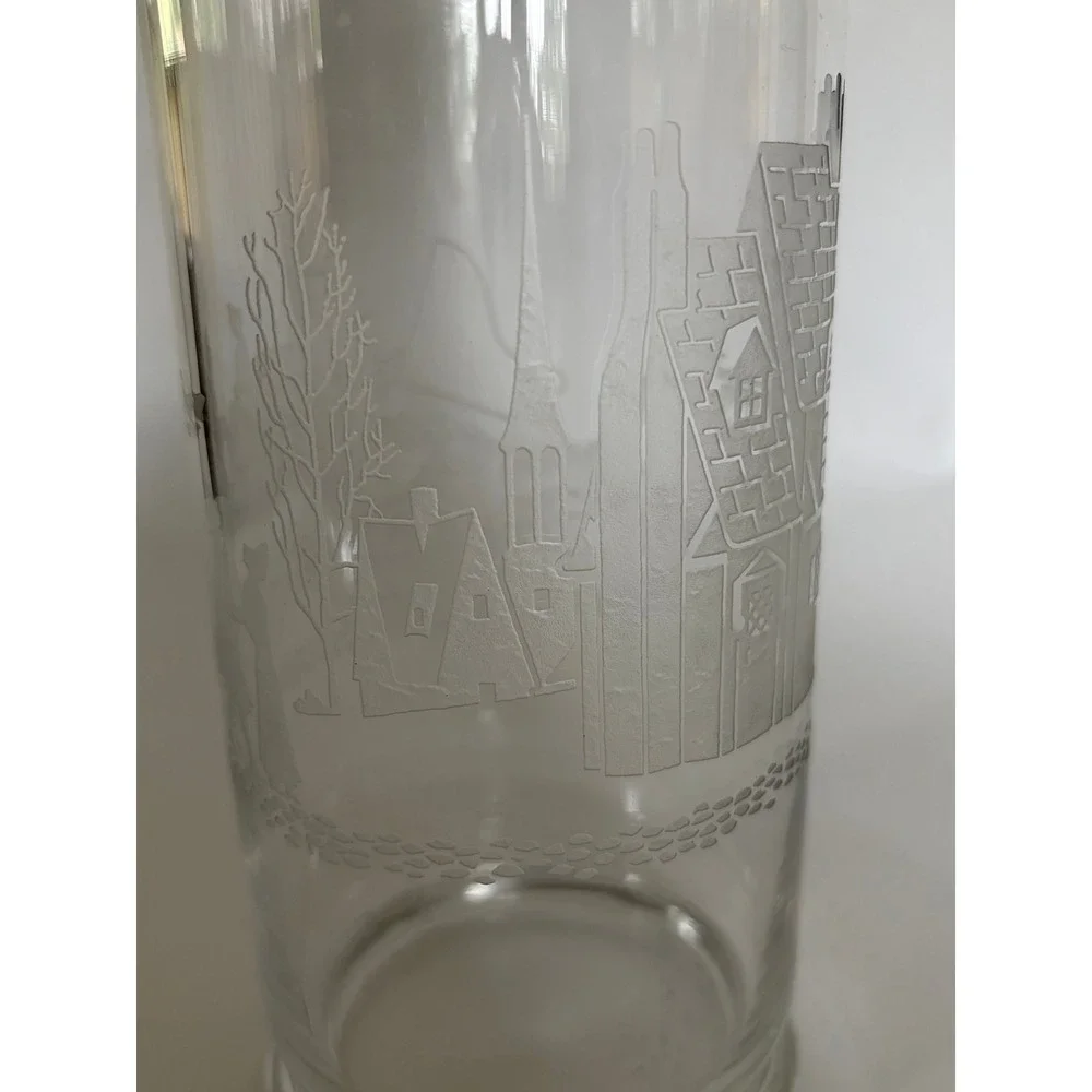 Etched Cut Heisey Glass Cocktail Shaker Stagecoach Inn Pitcher 3 Pieces
